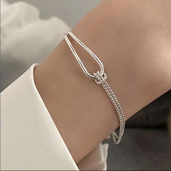 #11 NEW 925 Sterling Silver Geometric Chain Bracelet - Picture 1 of 5